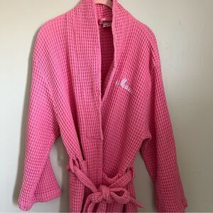 The Company Store Waffle Robe Pink “Mom” Embroidery